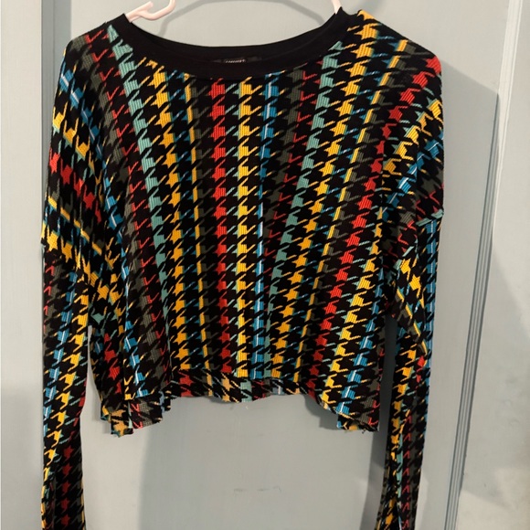 Geometric multi color slightly cropped cotton top - Picture 1 of 6